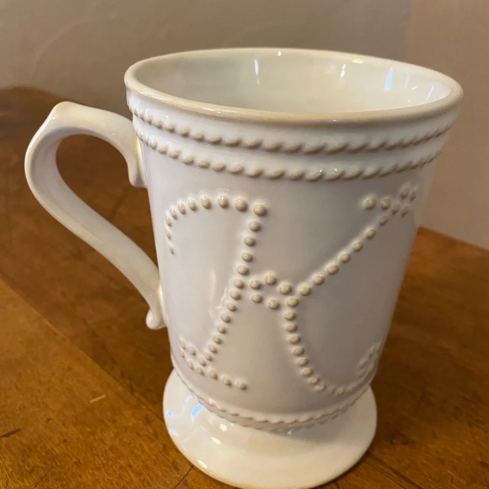 Food Network Stoneware White Washed Letter K Coffee Tea Cup Mug